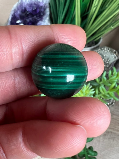 Mini Malachite Sphere 21mm - Purple Door Alchemy