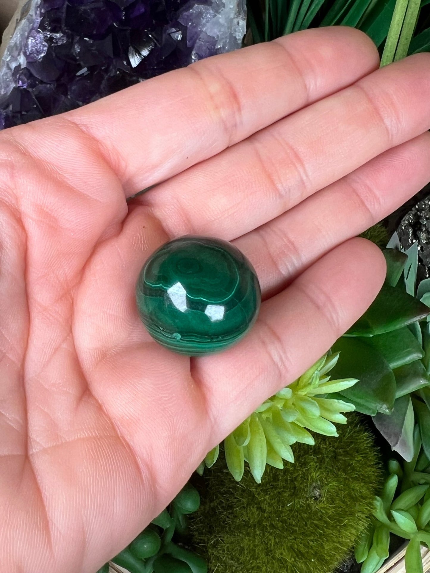 Mini Malachite Sphere 21mm - Purple Door Alchemy