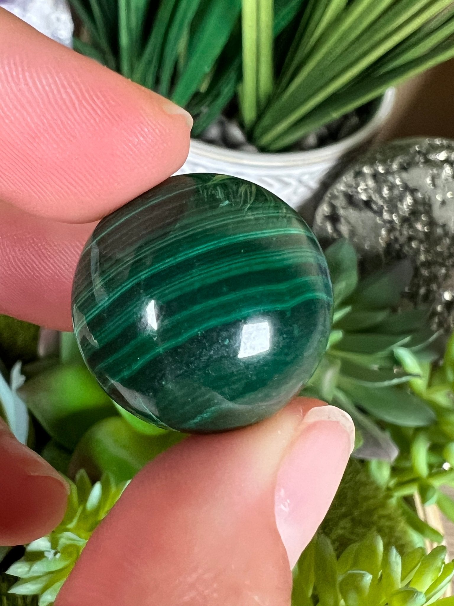 Mini Malachite Sphere 21mm - Purple Door Alchemy