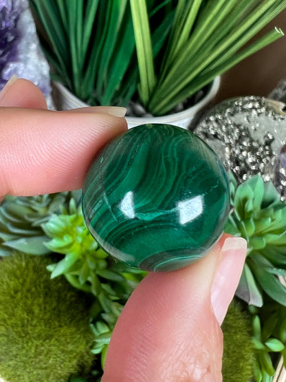 Mini Malachite Sphere 21mm - Purple Door Alchemy