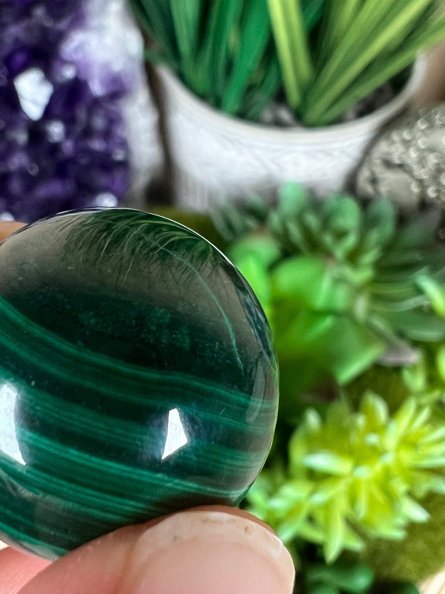 Mini Malachite Sphere 21mm - Purple Door Alchemy
