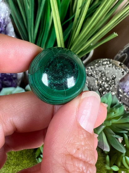 Mini Malachite Sphere 21mm - Purple Door Alchemy