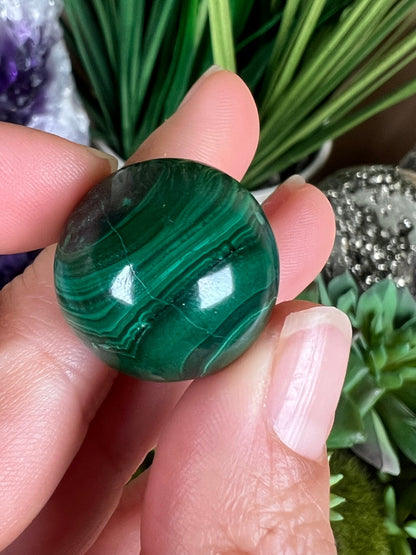 Mini Malachite Sphere 21mm - Purple Door Alchemy