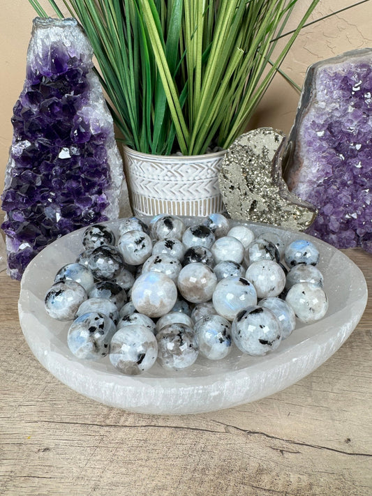 Mini Rainbow Moonstone Spheres - Purple Door Alchemy