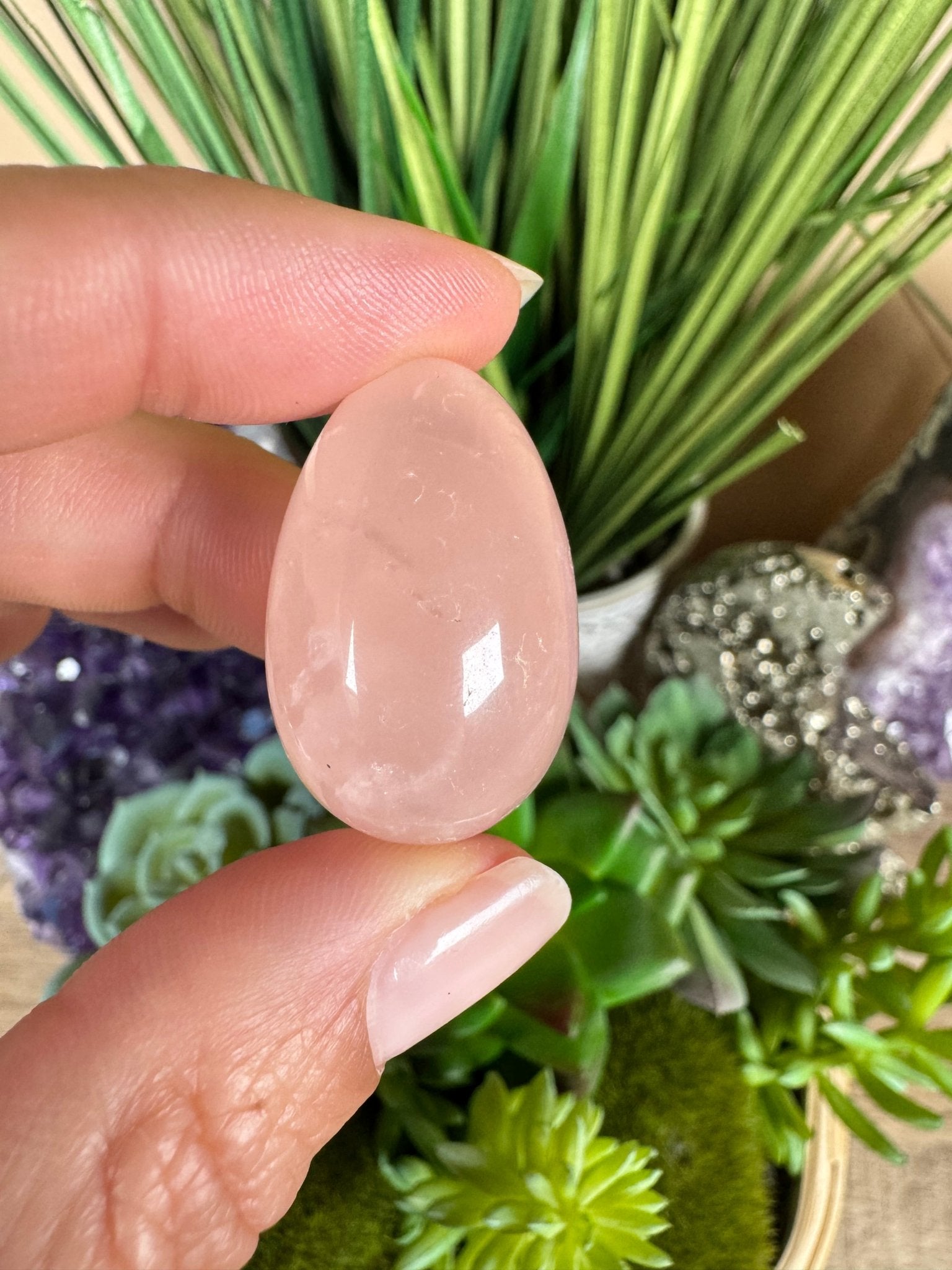 Mini Rose Quartz Egg - Purple Door Alchemy