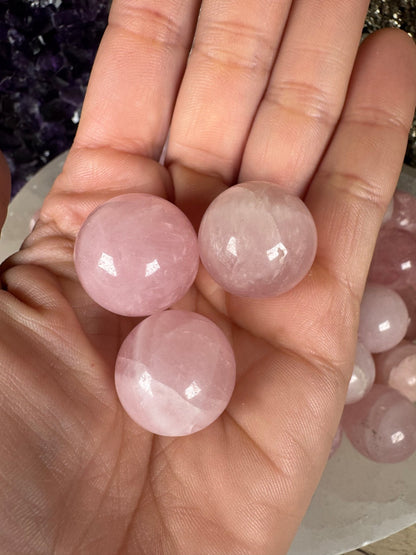Mini Rose Quartz Spheres - Purple Door Alchemy