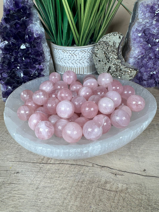 Mini Rose Quartz Spheres - Purple Door Alchemy