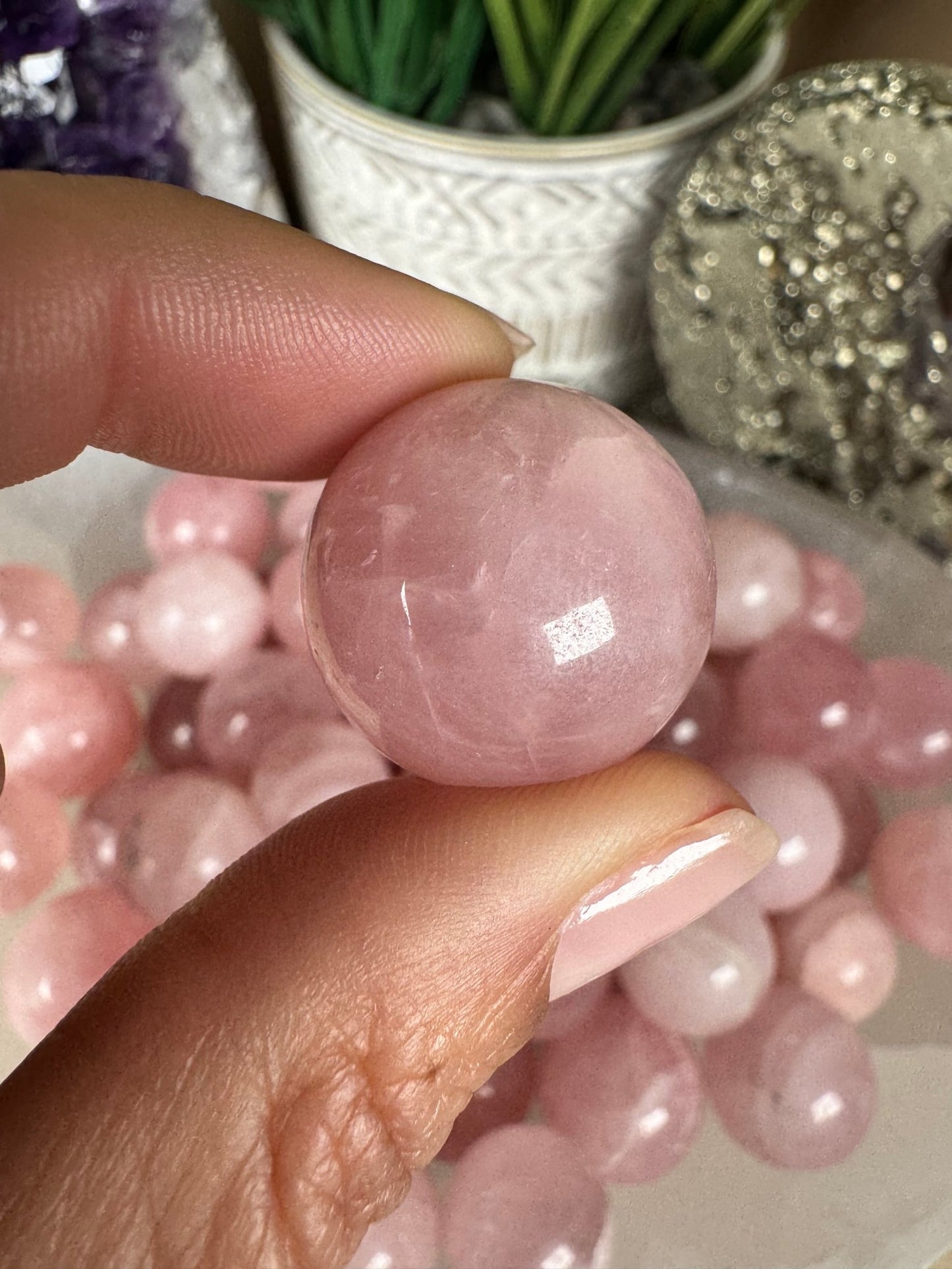 Mini Rose Quartz Spheres - Purple Door Alchemy