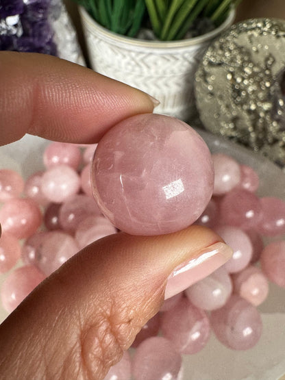 Mini Rose Quartz Spheres - Purple Door Alchemy