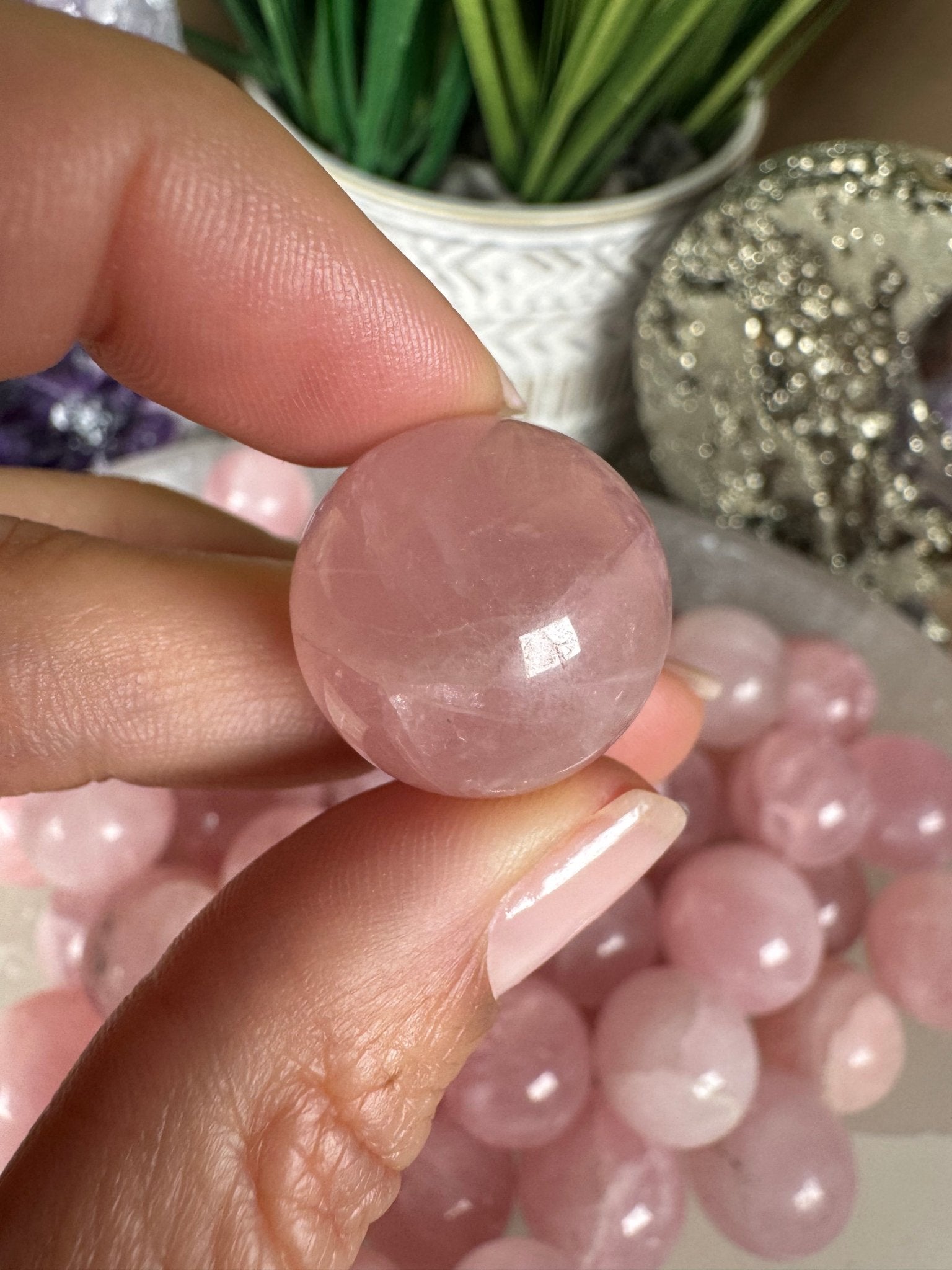 Mini Rose Quartz Spheres - Purple Door Alchemy