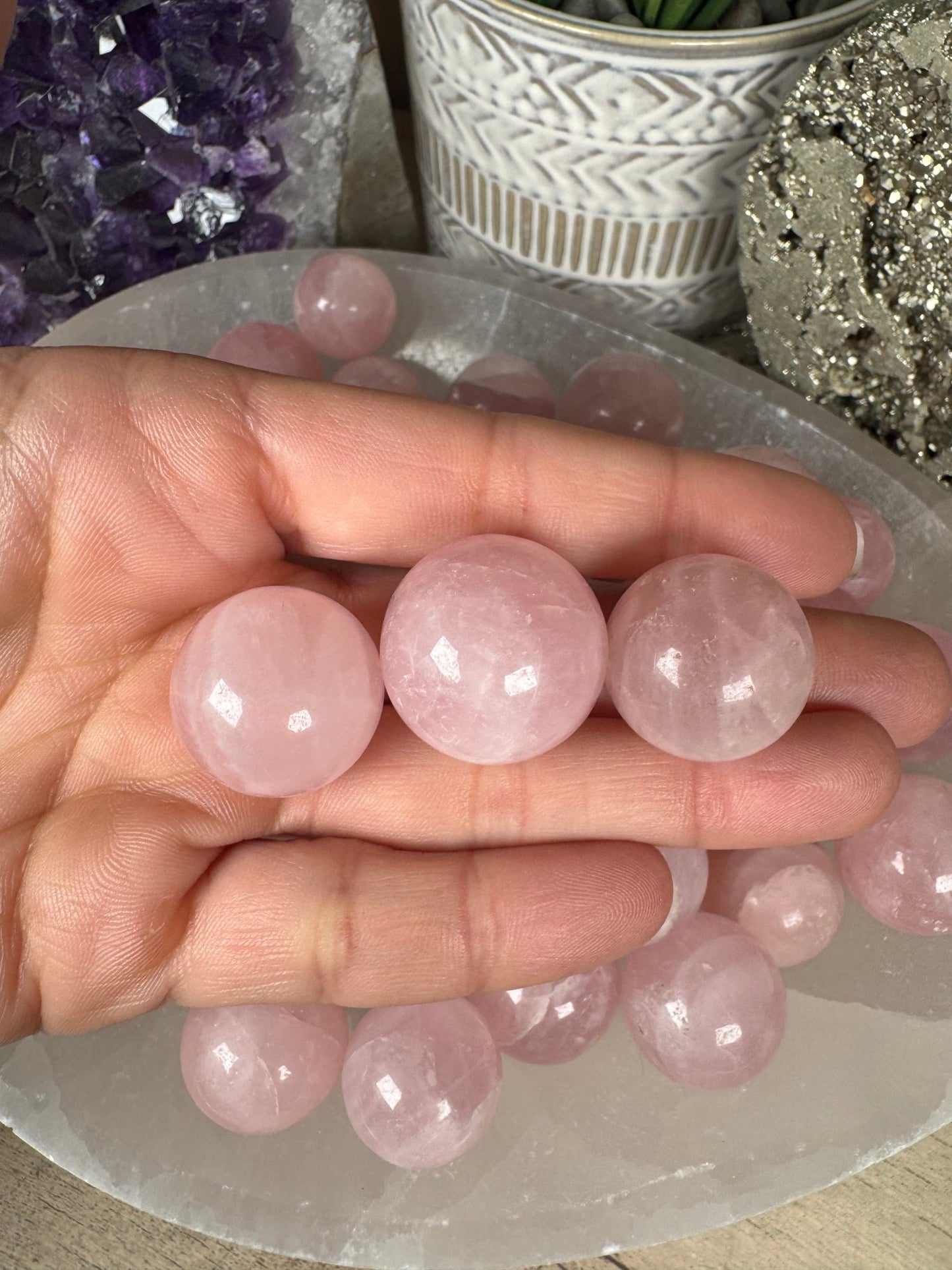 Mini Rose Quartz Spheres - Purple Door Alchemy