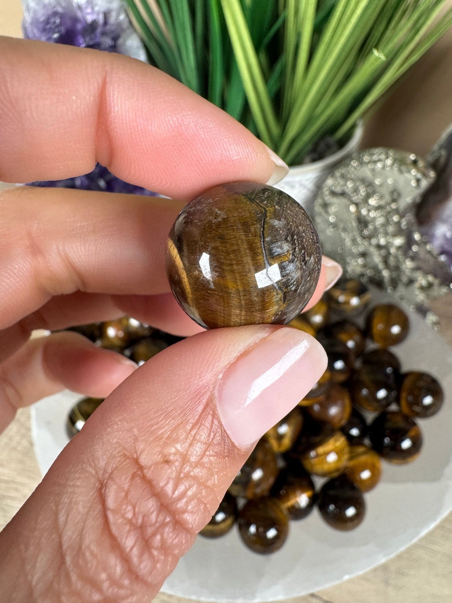 Mini Tigers Eye Spheres - Purple Door Alchemy
