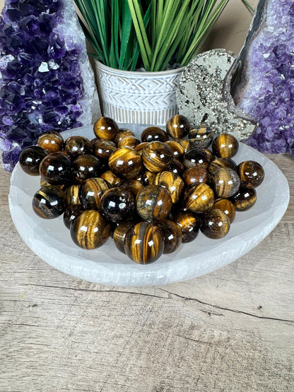 Mini Tigers Eye Spheres - Purple Door Alchemy