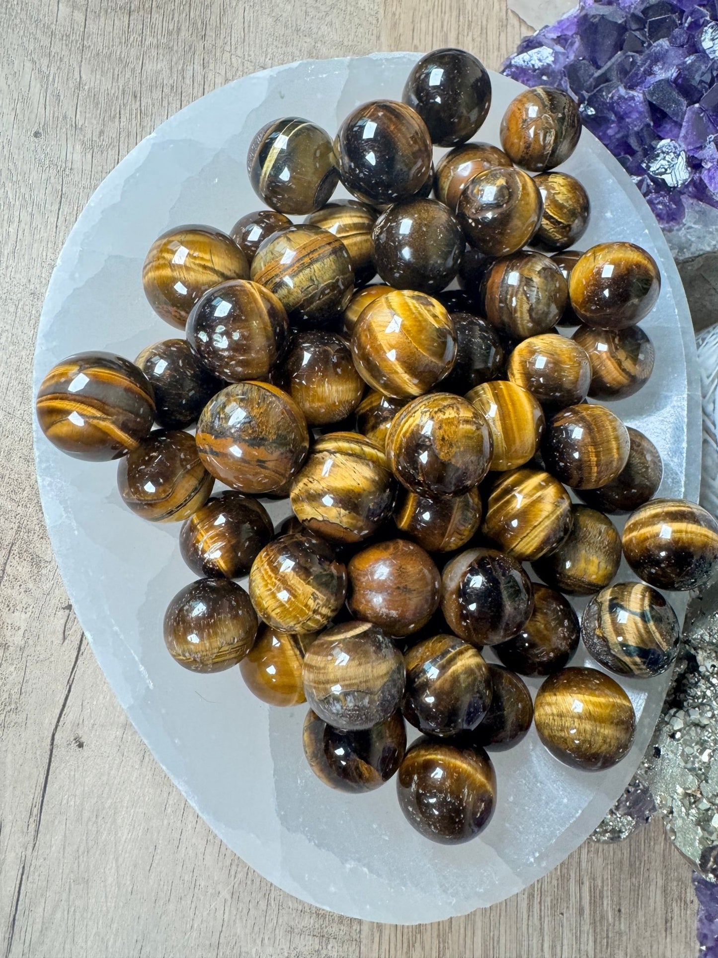 Mini Tigers Eye Spheres - Purple Door Alchemy