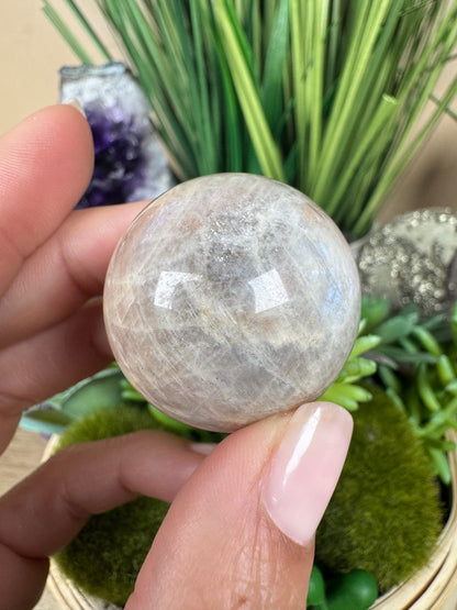 Moonstone Sunstone Sphere 33mm/1.33in - Purple Door Alchemy