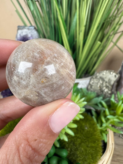 Moonstone Sunstone Sphere 33mm/1.33in - Purple Door Alchemy