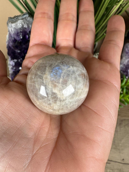 Moonstone Sunstone Sphere 33mm/1.33in - Purple Door Alchemy