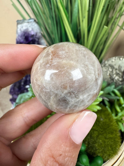 Moonstone Sunstone Sphere 33mm/1.33in - Purple Door Alchemy