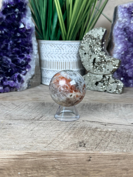 Moonstone Sunstone Sphere 45mm/1.79in - Purple Door Alchemy