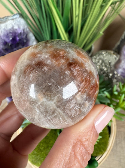 Moonstone Sunstone Sphere 45mm/1.79in - Purple Door Alchemy