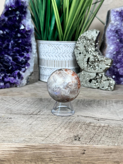Moonstone Sunstone Sphere 45mm/1.79in - Purple Door Alchemy