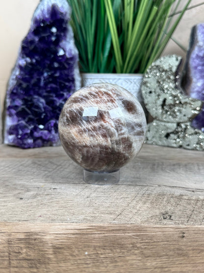 Moonstone Sunstone Sphere 73mm/2.89in - Purple Door Alchemy