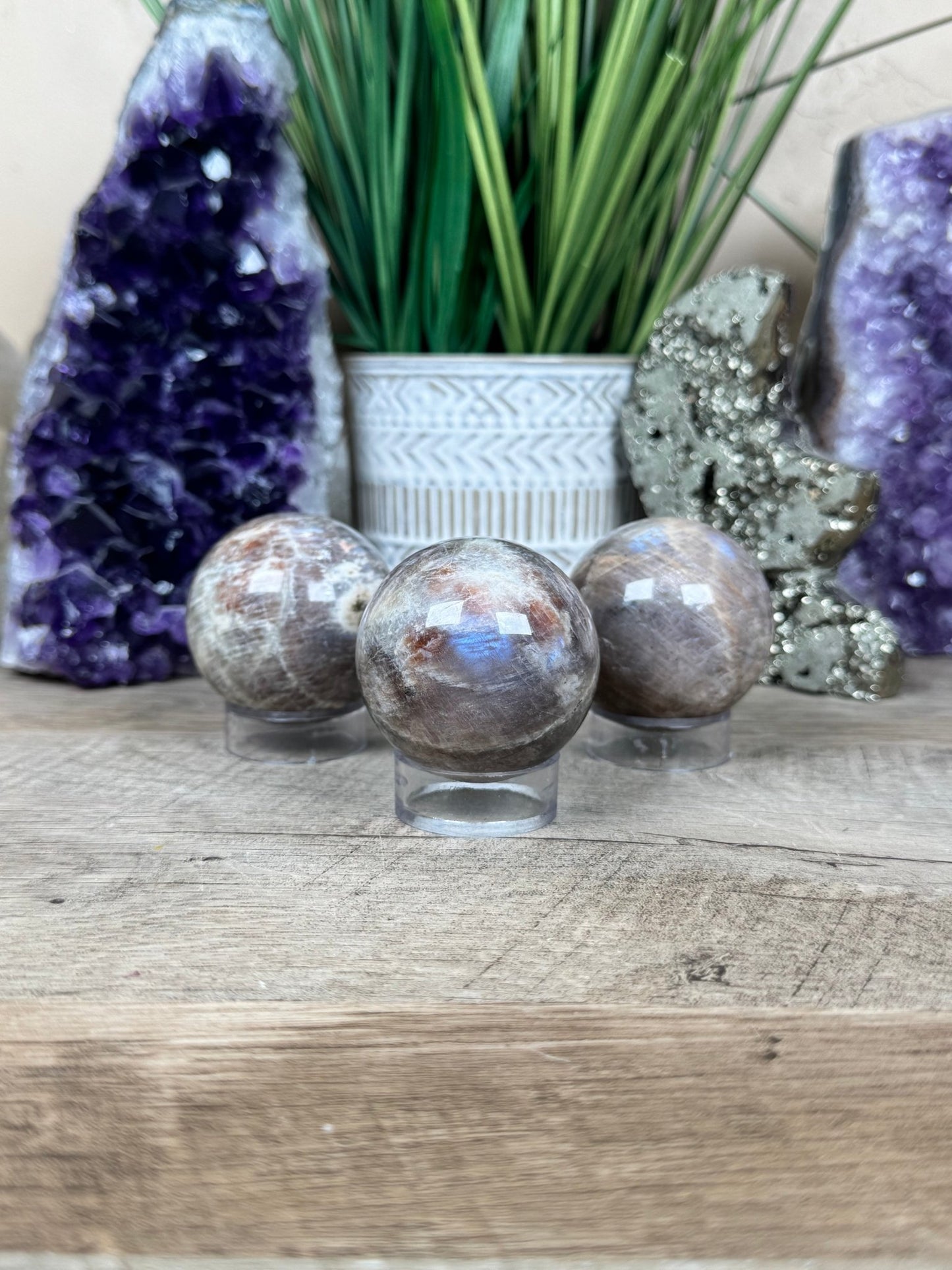 Moonstone Sunstone Sphere - Purple Door Alchemy