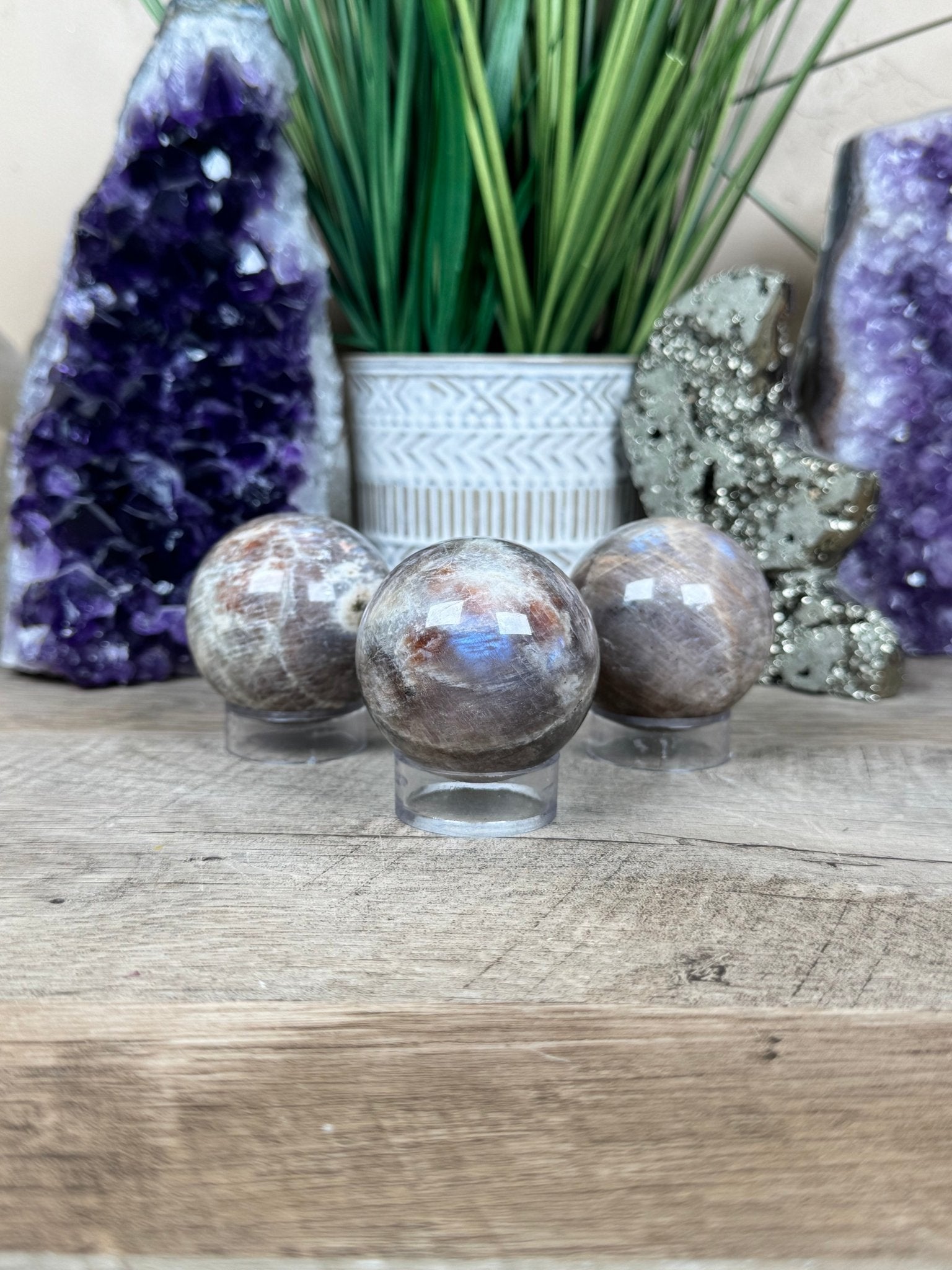 Moonstone Sunstone Sphere - Purple Door Alchemy