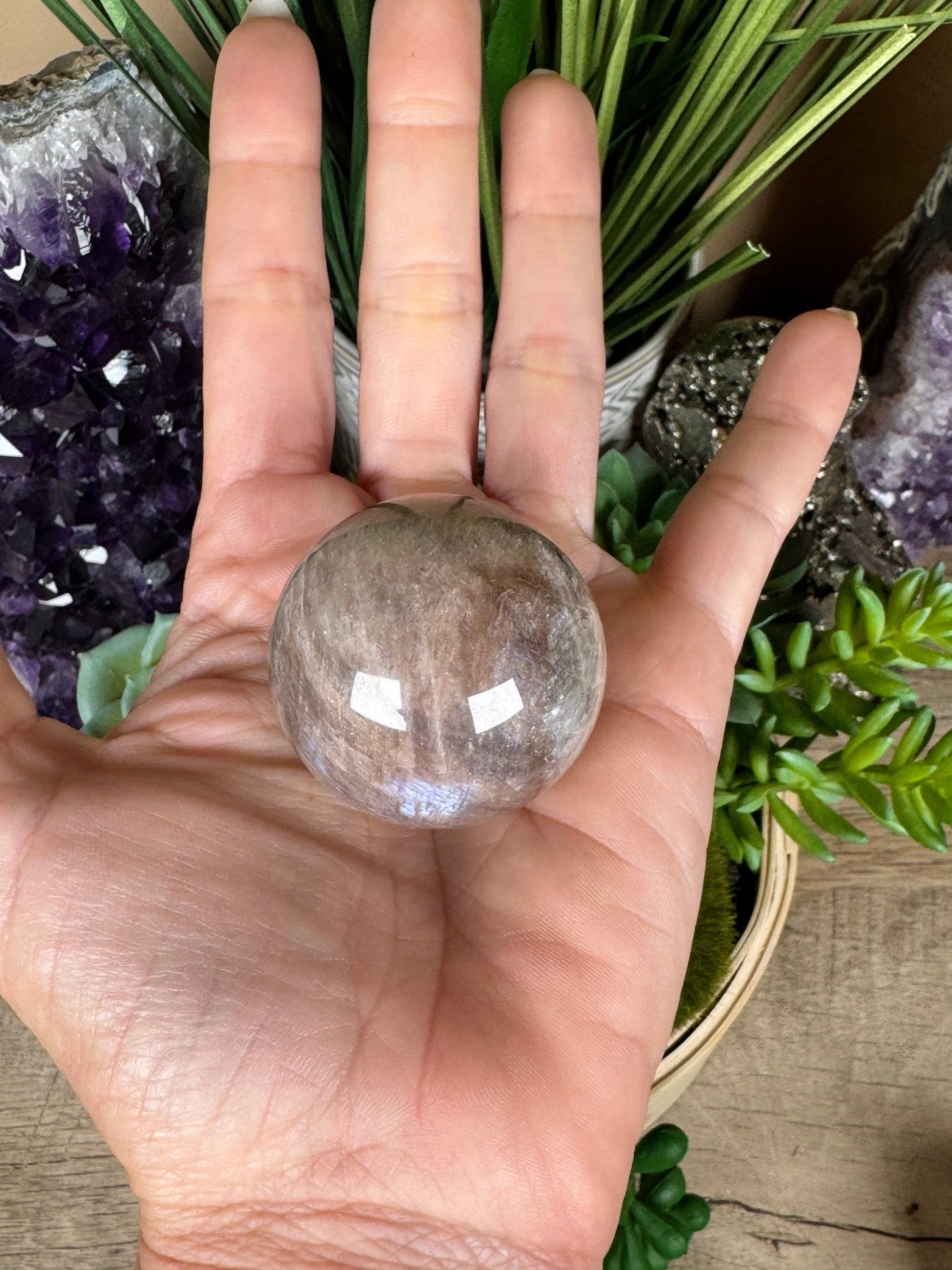 Moonstone Sunstone Sphere - Purple Door Alchemy