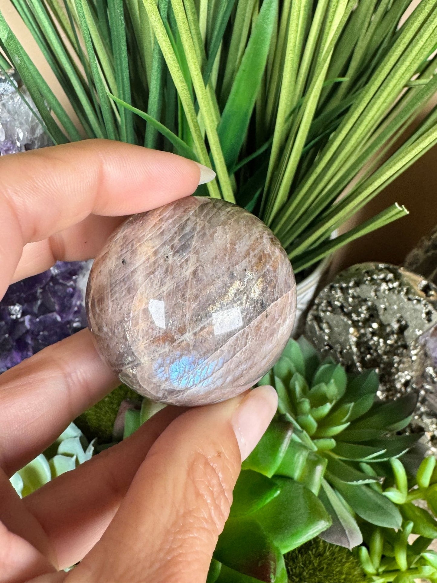 Moonstone Sunstone Sphere - Purple Door Alchemy