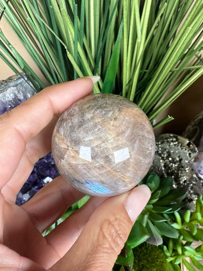Moonstone Sunstone Sphere - Purple Door Alchemy