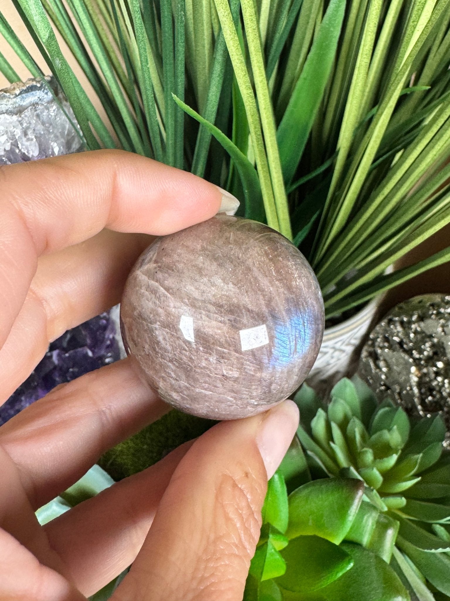 Moonstone Sunstone Sphere - Purple Door Alchemy