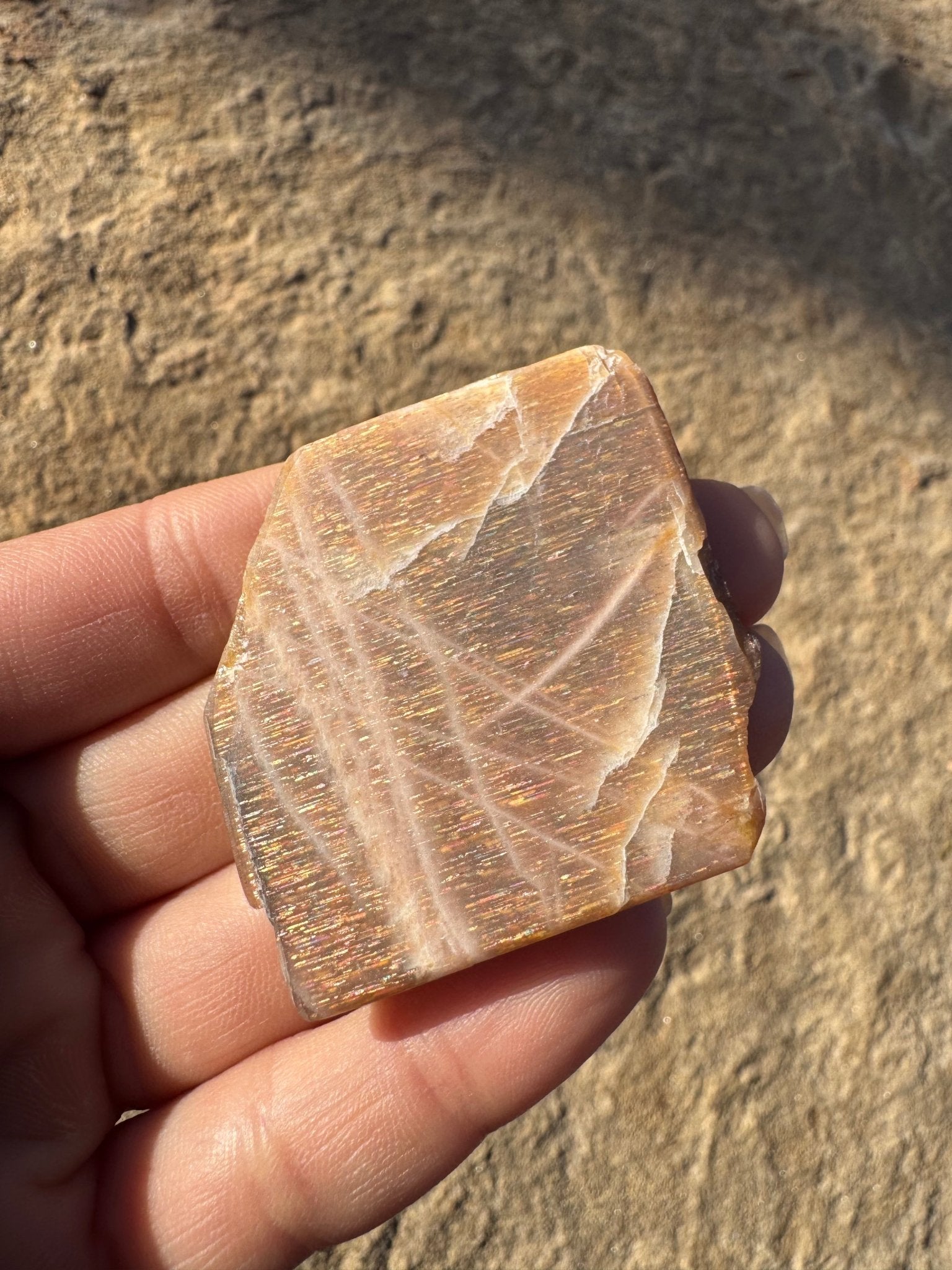 Moonstone with Sunstone Slab 30g - Purple Door Alchemy