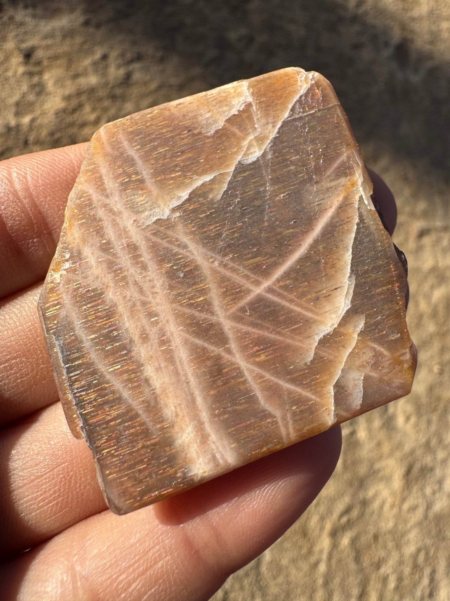 Moonstone with Sunstone Slab 30g - Purple Door Alchemy