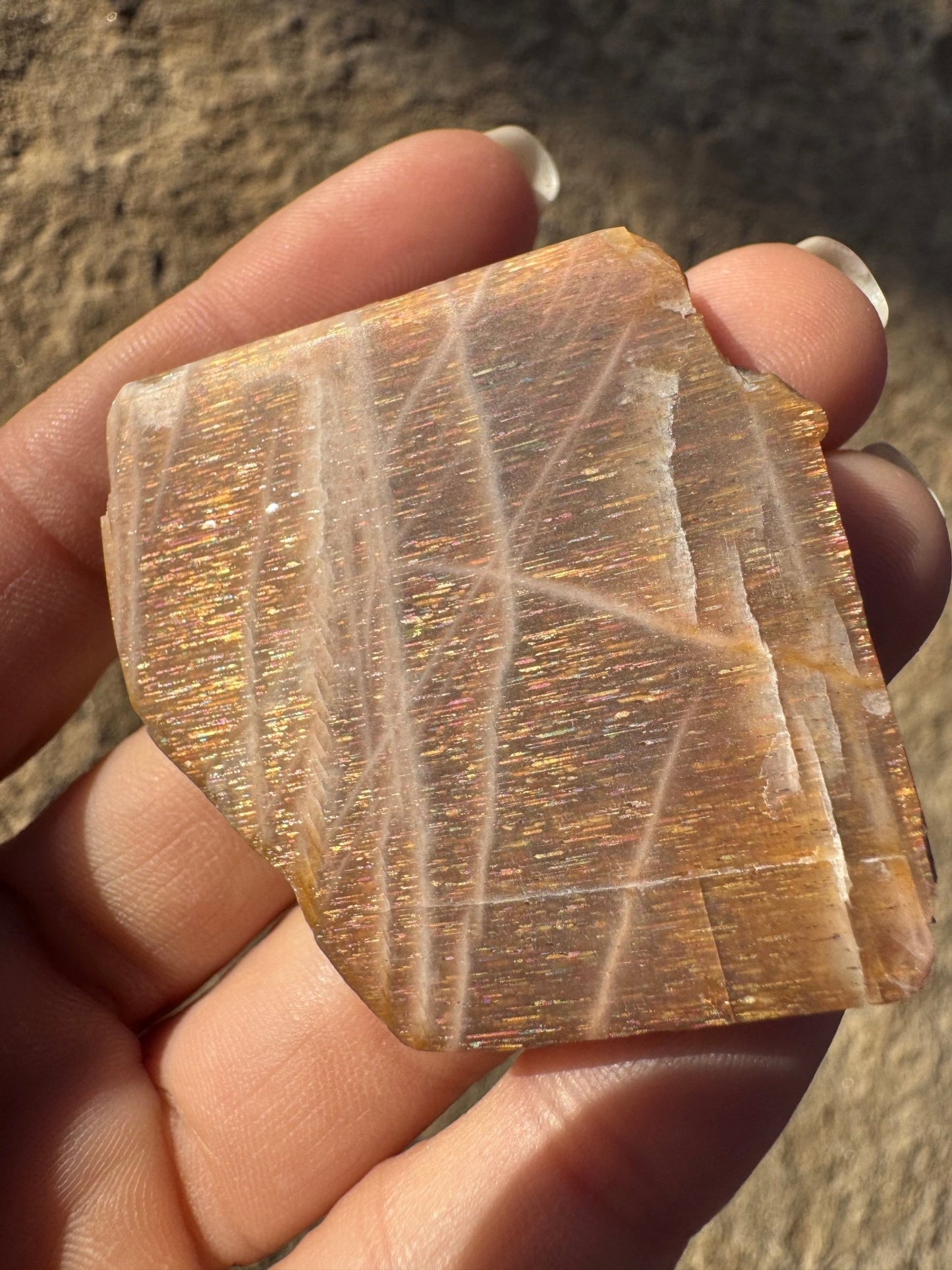 Moonstone with Sunstone Slab 30g - Purple Door Alchemy