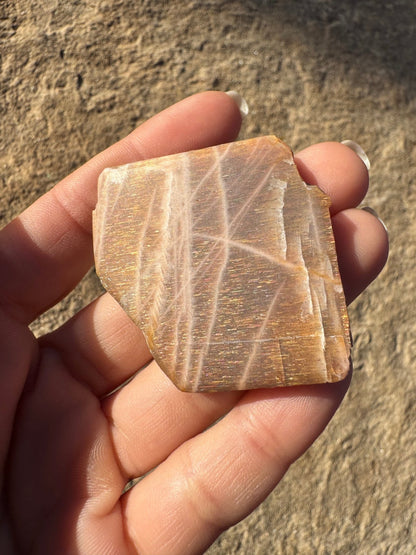 Moonstone with Sunstone Slab 30g - Purple Door Alchemy