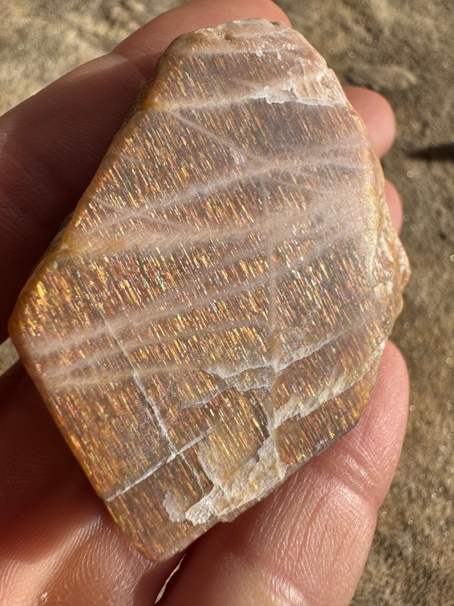 Moonstone with Sunstone Slab 32g - Purple Door Alchemy