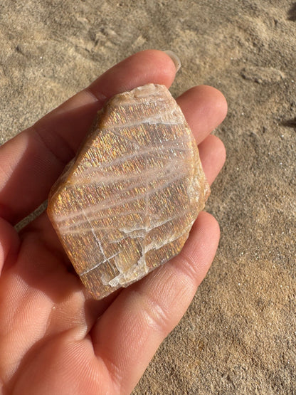 Moonstone with Sunstone Slab 32g - Purple Door Alchemy