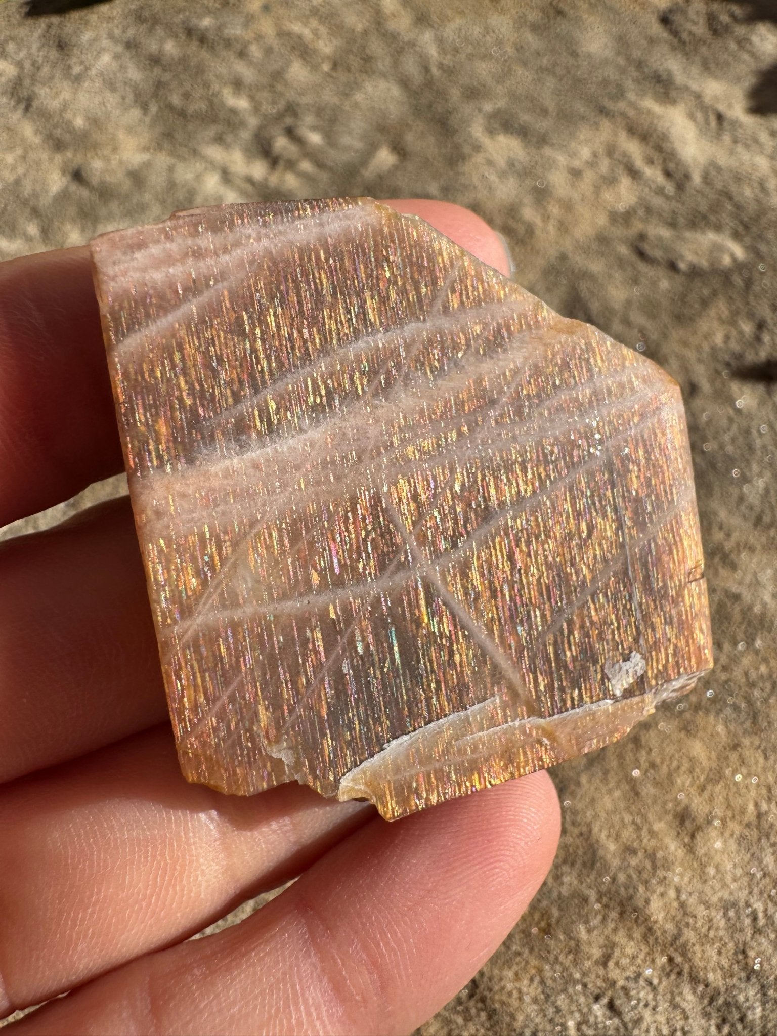 Moonstone with Sunstone Slab 32g - Purple Door Alchemy