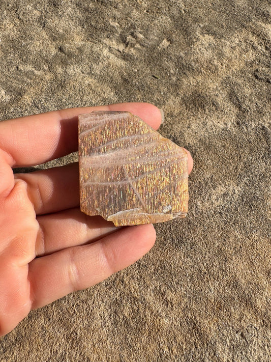 Moonstone with Sunstone Slab 32g - Purple Door Alchemy