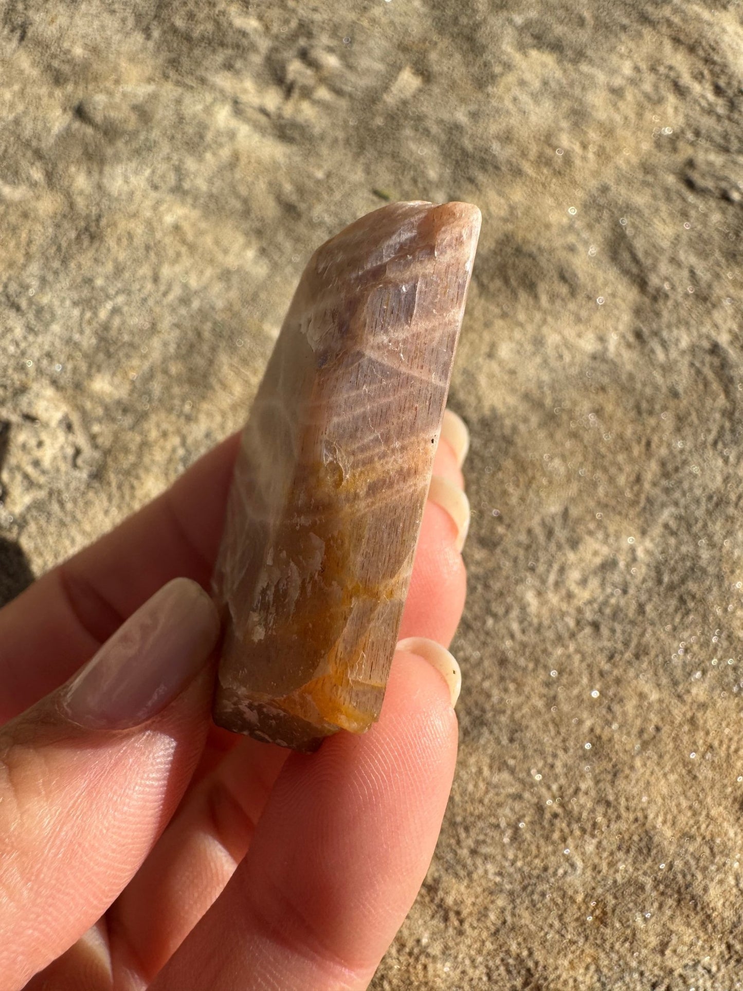 Moonstone with Sunstone Slab 32g - Purple Door Alchemy