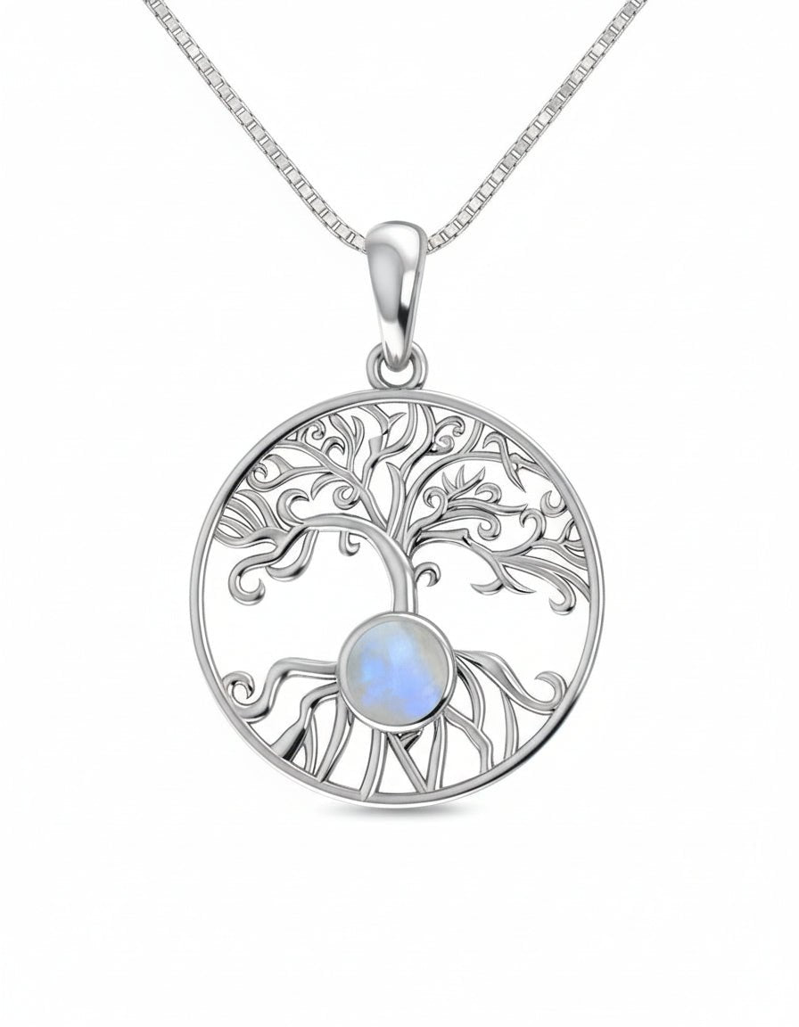 Moonstone Yggdrasil Tree of Life Necklace - Purple Door Alchemy