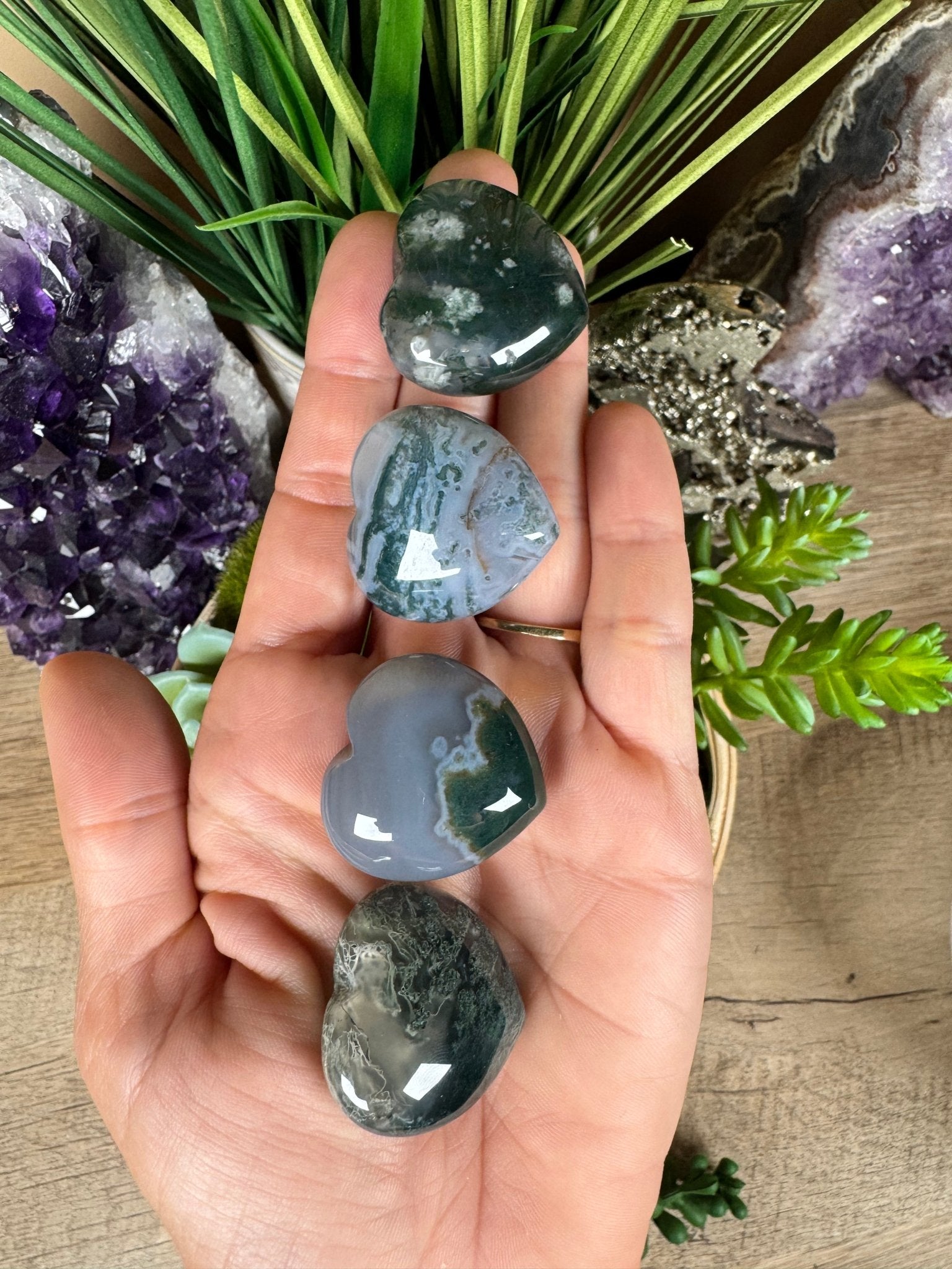 Moss Agate Heart - Purple Door Alchemy