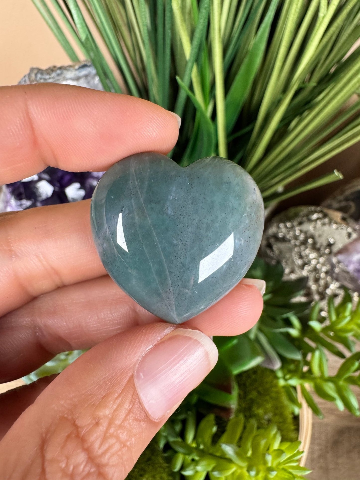 Moss Agate Heart - Purple Door Alchemy