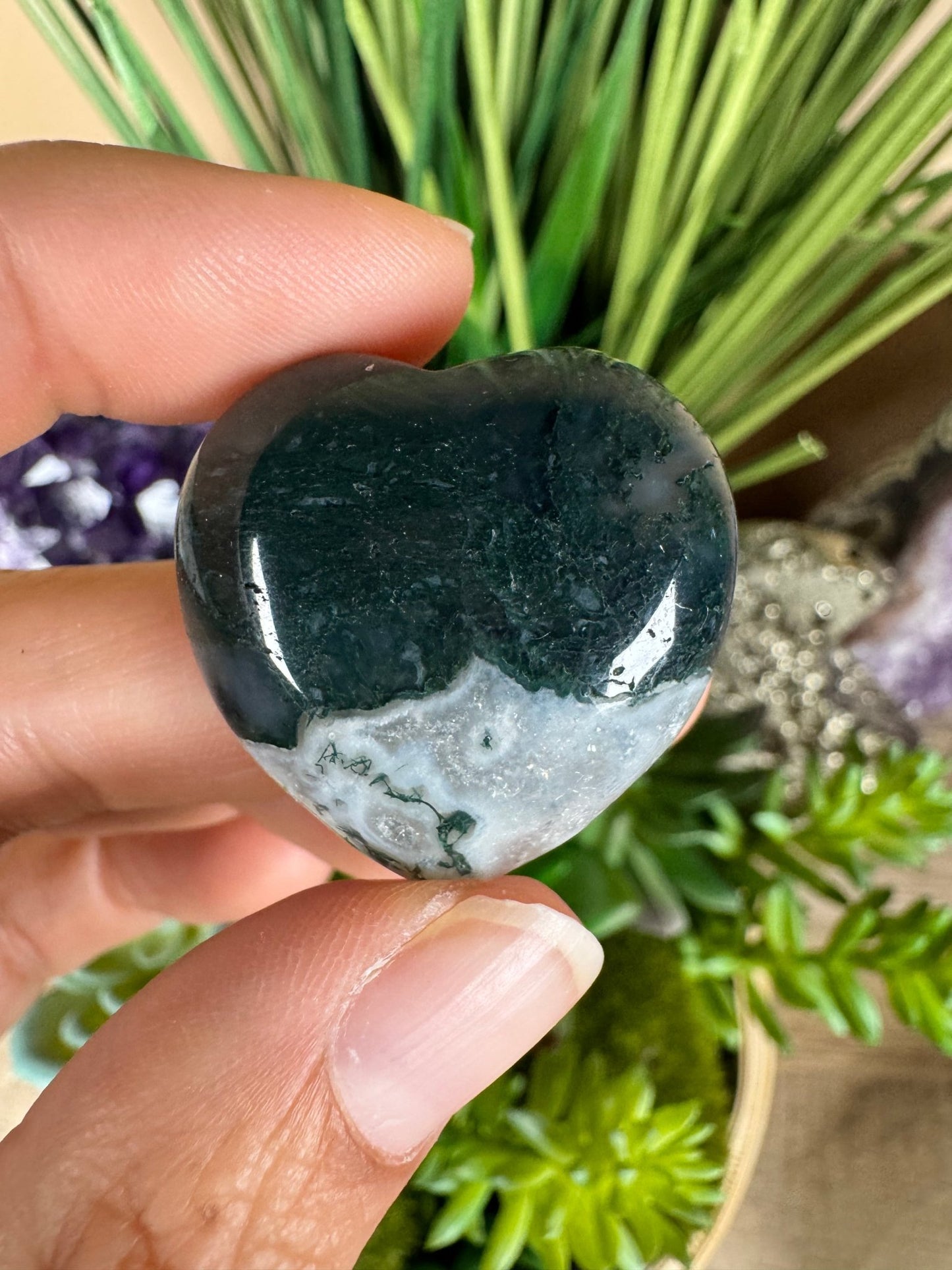 Moss Agate Heart - Purple Door Alchemy