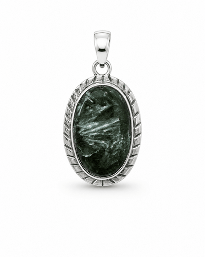 Oval Seraphinite Pendant - Purple Door Alchemy