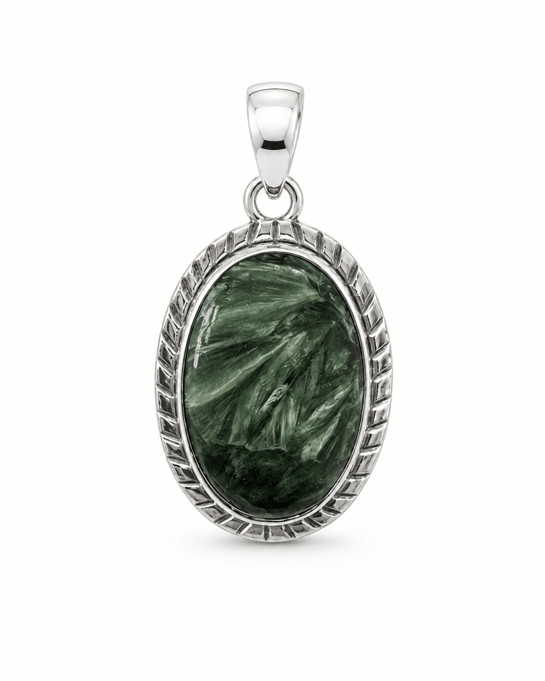 Oval Seraphinite Pendant - Purple Door Alchemy