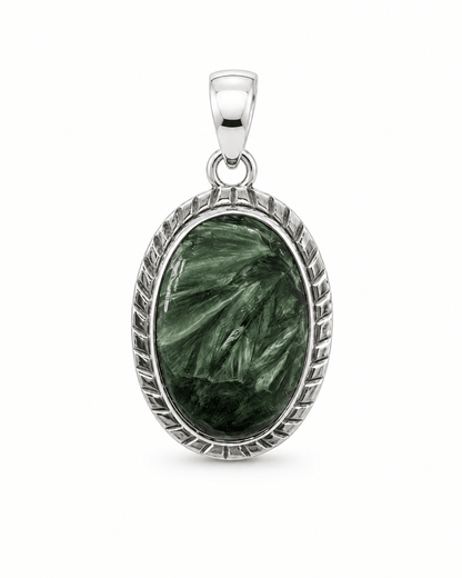 Oval Seraphinite Pendant - Purple Door Alchemy
