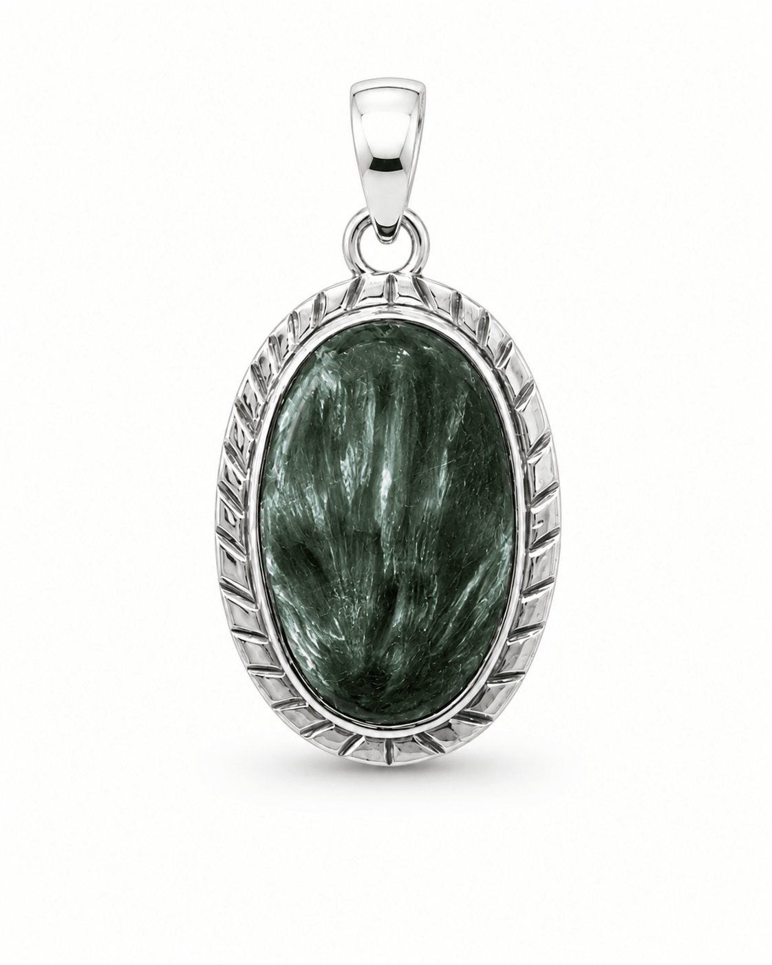 Oval Seraphinite Pendant - Purple Door Alchemy