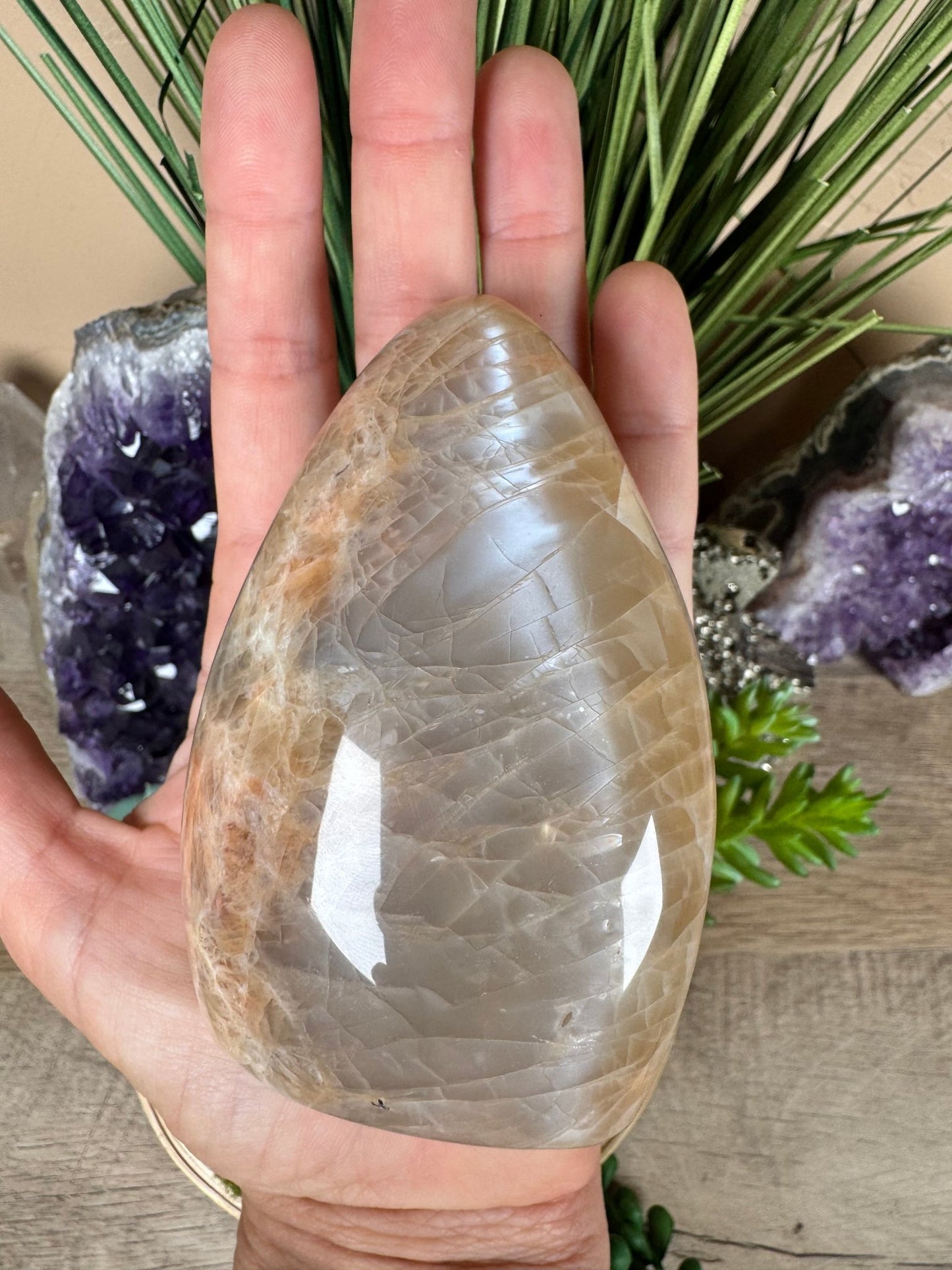 Peach Moonstone Freeform 3.7in - Purple Door Alchemy